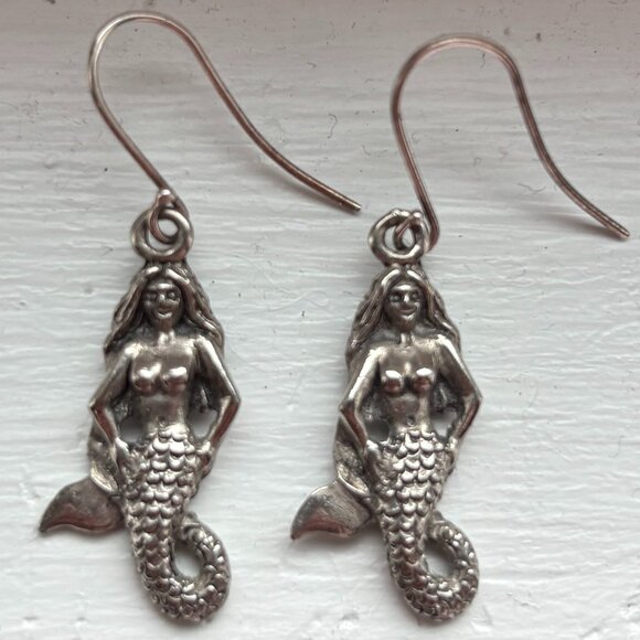 Silver Mermaid Earrings - Picture 3 of 4
